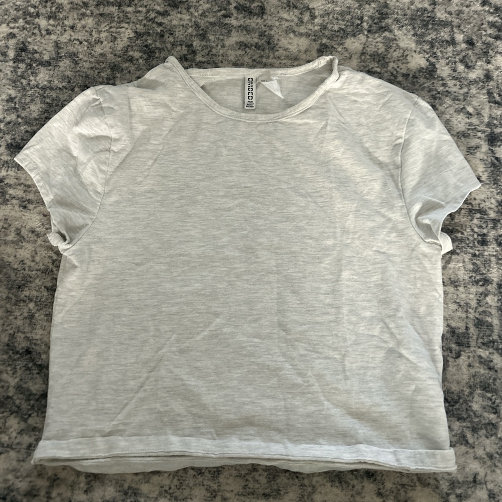 H&M Gray Cropped Boxy T-Shirt
